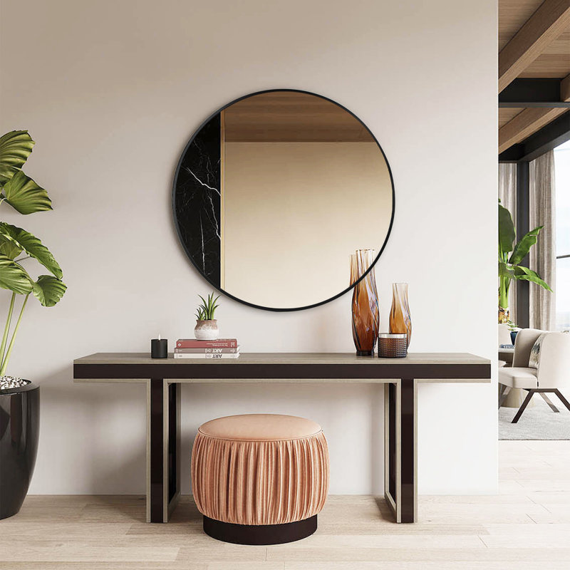 Miroir de salle de bain mural Lundys, 36 po x 36 po, Noir