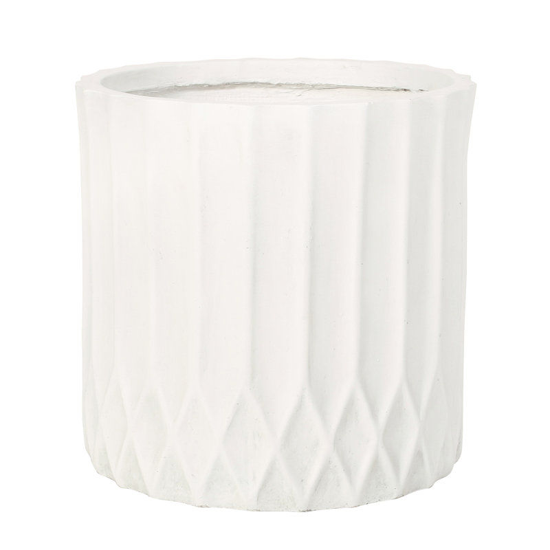 Planter - And Stylish, 16.5In X 16In, Natural Stone Finish, Garden Subtle Pleated Design, 16.5" W D 16" H, Lightweight Concrete, Porch