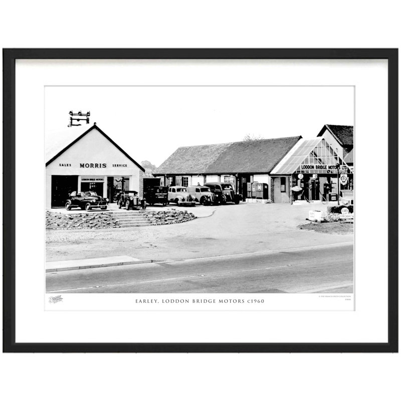 Earley, Loddon Bridge Motors C1960 - Single Picture Frame Print, 40cm H X 50cm W x 2cm D