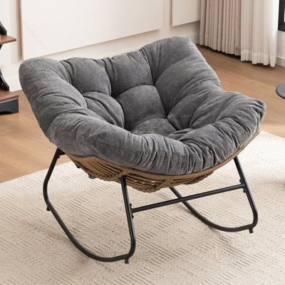Chaise d'appoint berçante rembourrée Chenille