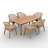 Outdoor Acacia Solid Wood 6-person Dining Set With Cushions-1317969664-1317969670