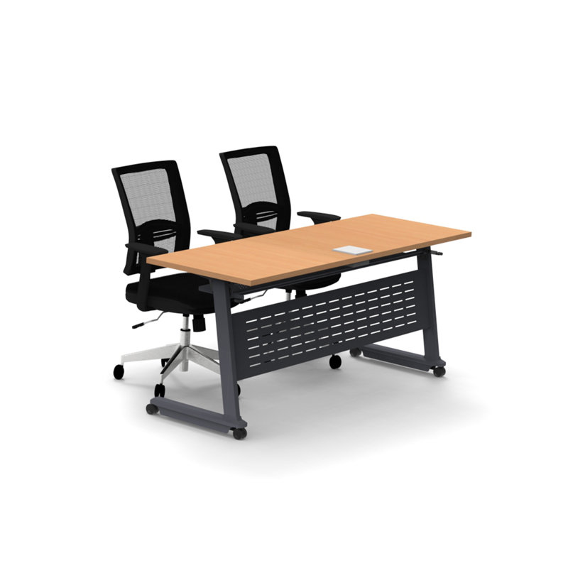 Lueseal Rectangle 2 Person Flip Top 72'' L Modular Training Table and Chair Set with Casters and Modesty Panel and Cable Management