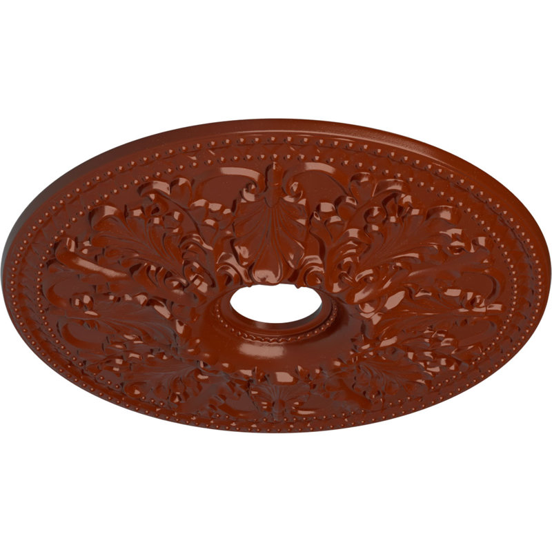 Endurathane Ashley Ceiling Medallion, 23 7/8"OD x 4"ID x 2 1/8"P (Fits Canopies up to 4 3/4"), Hand-Painted Firebrick Finish