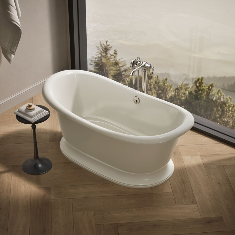 Artifacts 66" x 33" Pedestal Soaking Cast Iron Bathtub, Biscuit