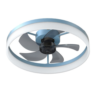 Modern Thin Ceiling Fans with Lights, Dimmable LED Ceiling Fan with Remote Control, Blue ABS Low Profile Ceiling Fan for Bedroom Living Room