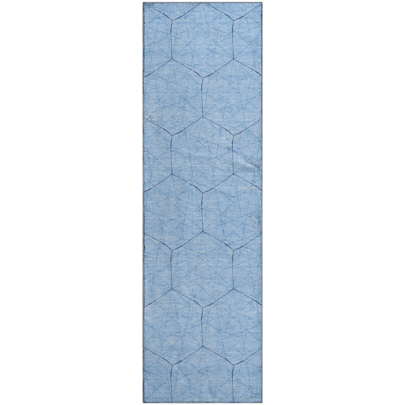 Premium Machine Washable Frome AMF987 Geometric Rug, Runner 2'3" x 7'6"