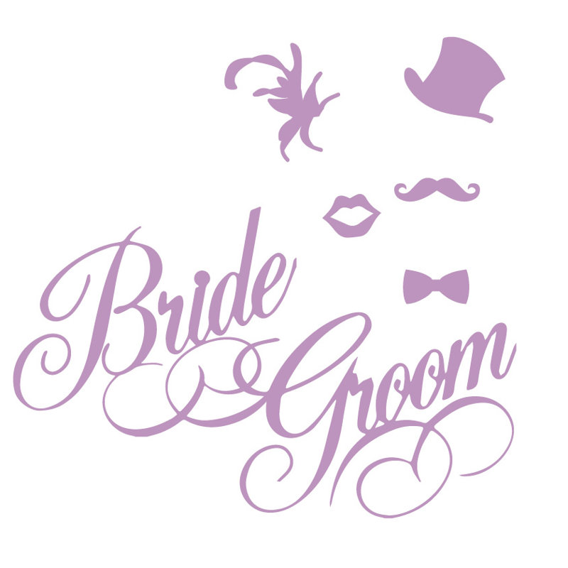 Décalcomanie murale rétro mariage, H 48 po x l 50 po x P 0,01 po, Lilas