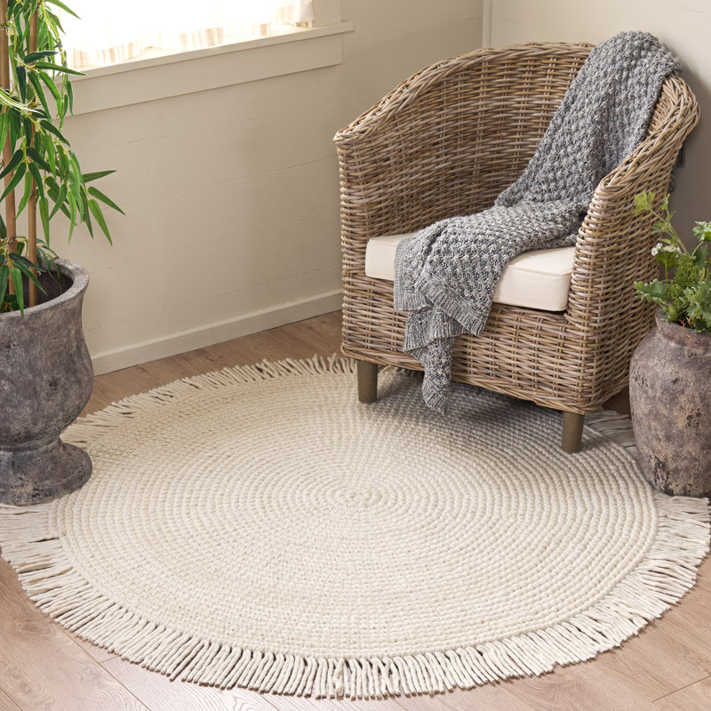 Braided 601 Area Rug In Ivory, Rond 5 pi