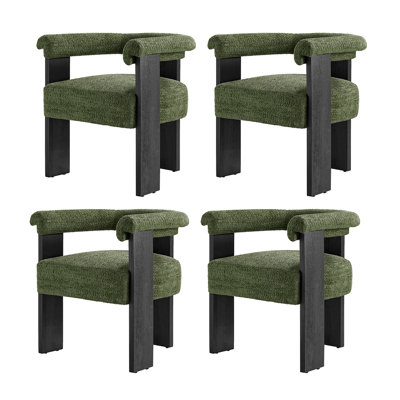 Ballycor 24"W Modern Boucle Dining Chair With Solid Wood Legs