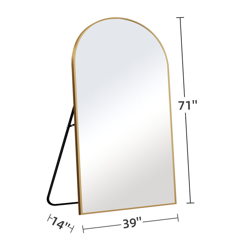 Grand miroir de plancher arqué pleine longueur, Or, 71 po x 39 po