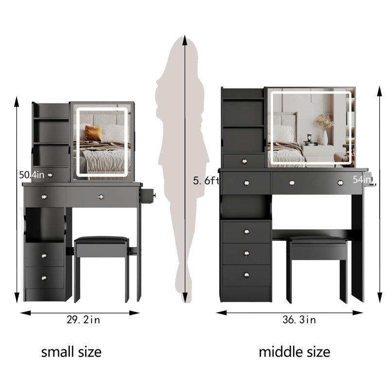 Petit meuble-lavabo 29,2 po avec tabouret de bureau et tabouret
