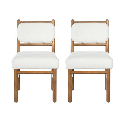 Fabric Upholstered Dining Chairs, Modern Armless Side Chairs with Solid Rubber Wood Legs, Comfortable Mid-Back Padded Seating for Kitchen Dining Room