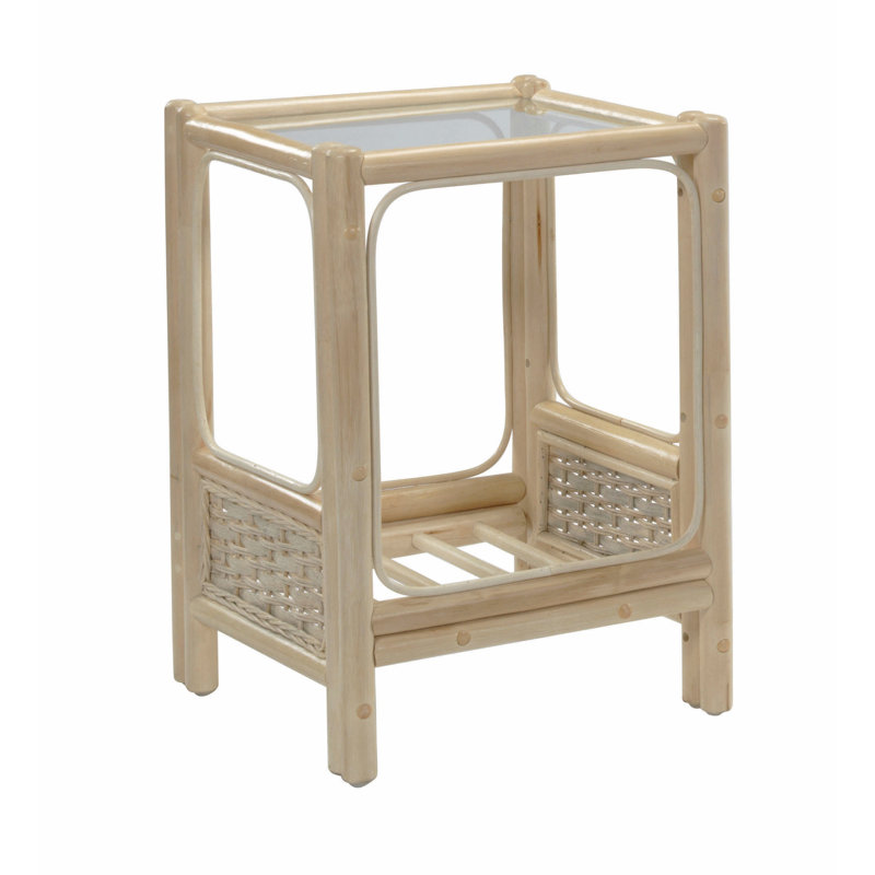 Alaina Glass Top End Table
