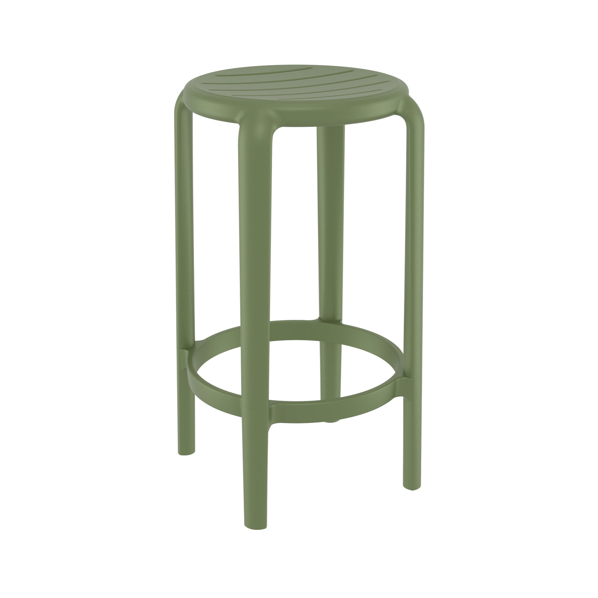 Awan Backless Outdoor Bar Stool, 25.75", Olive Green