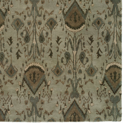 Ikat Handmade Tufted Wool Gray Area Rug
