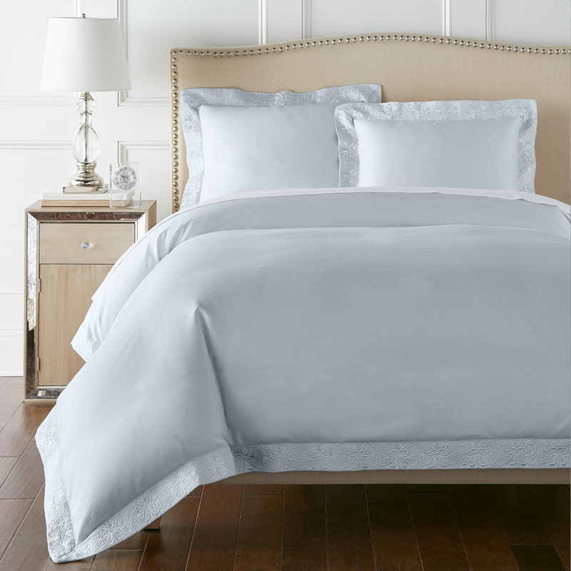 Ariane Duvet Cover Set, Queen Duvet Cover + 2 Standard Sham, Icy Blue