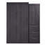 Lit simple gris avec armoire de rangement pliable, garde-robe et trois grands tiroirs