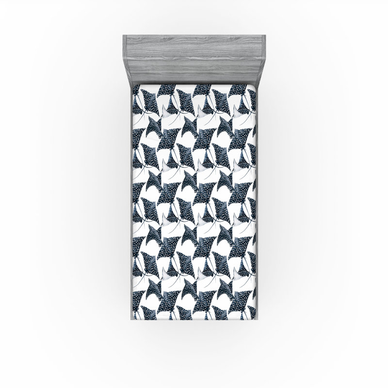 Drap-housse bleu marine Ambesonne, Drap-housse de taille simple