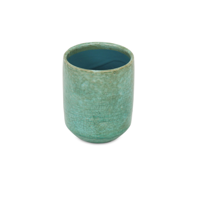 Pot à fleurs en céramique Sia, Vert, H 4,75 po x l 4 po x P 4 po