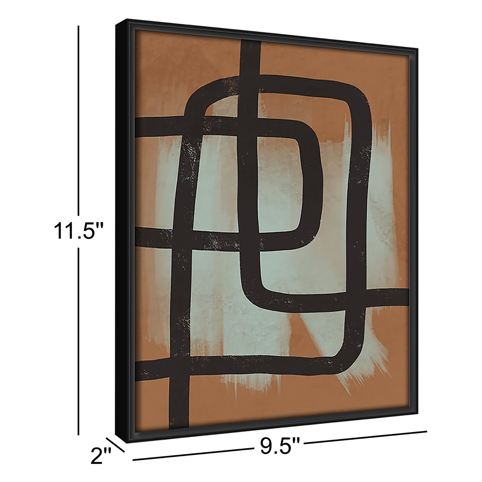 Many Paths Taken 2 Painting, Black, 11.5" H x 9.5" W x 2" D
