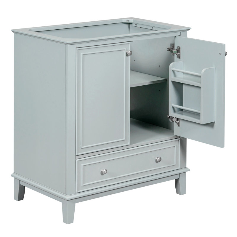 Meuble-lavabo 30 po sans lavabo, base seulement, armoire de salle de bain multifonctionnelle avec portes et tiroir, structure solide et panneau de fibres à densité moyenne
