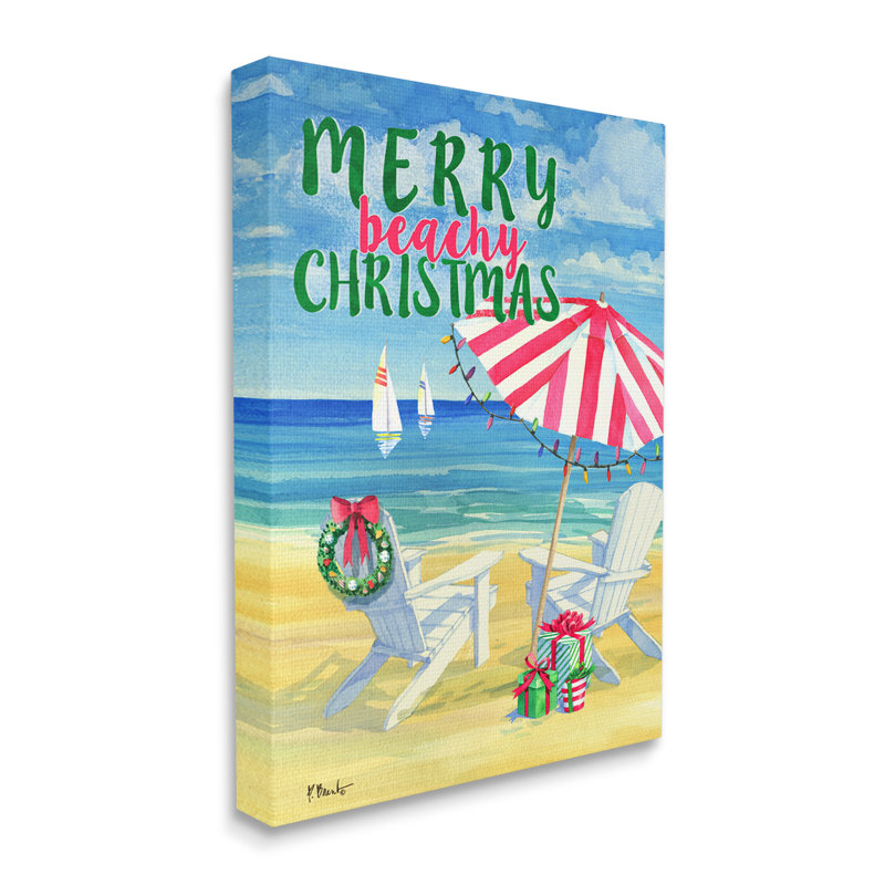 «The Holiday Aisle® Merry Beachy Christmas», art mural sur toile flottante par Paul Brent, H 30 po x l 24 po x P 1,5 po