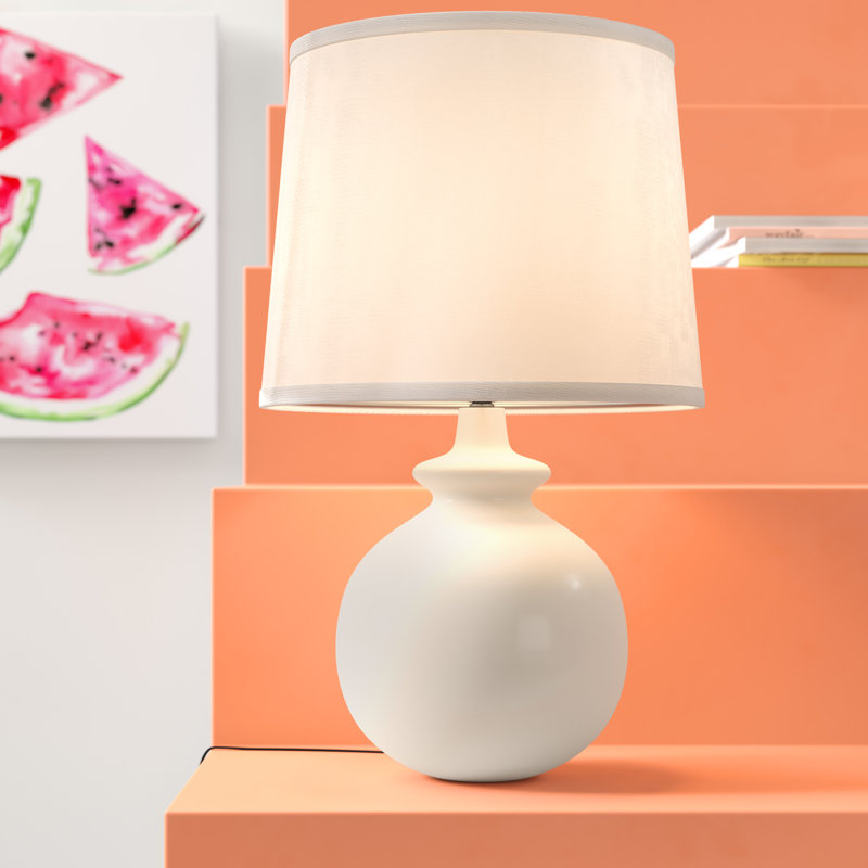 Abdias Ceramic Table Lamp, Gloss White
