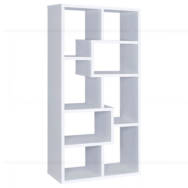 Bibliothèque géométrique en bois massif, Blanc
