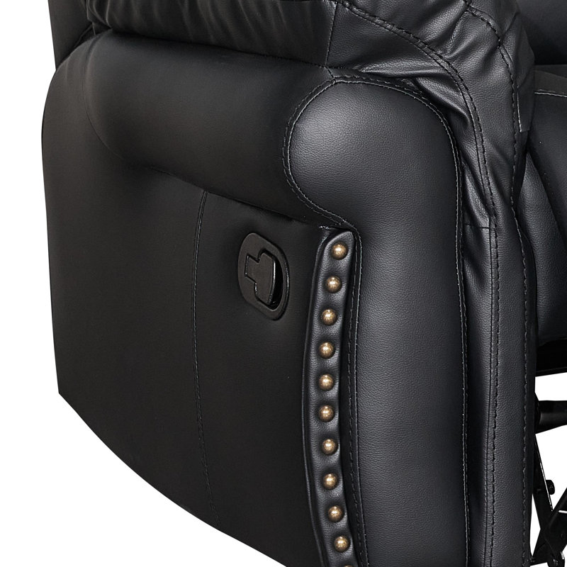 Causeuse inclinable avec console centrale 73,2 po en similicuir respirant, Noir