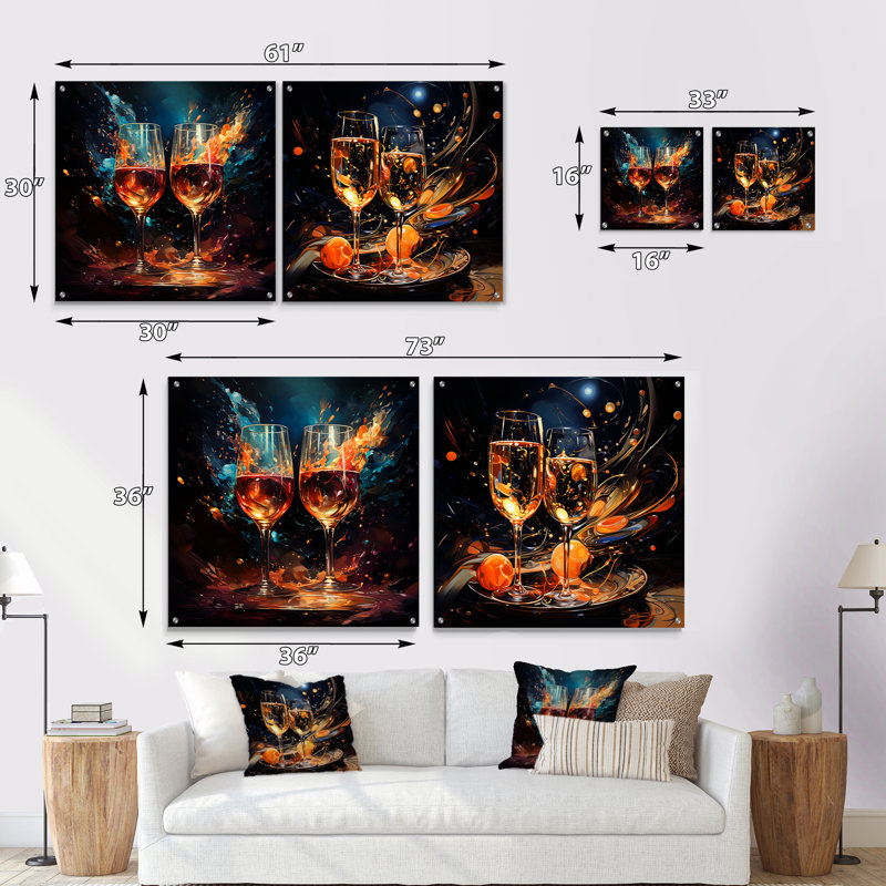 Joyful Bubbles - Ensemble de 2 verres à vin et champagne en acrylique, H 36 po x l 73 po