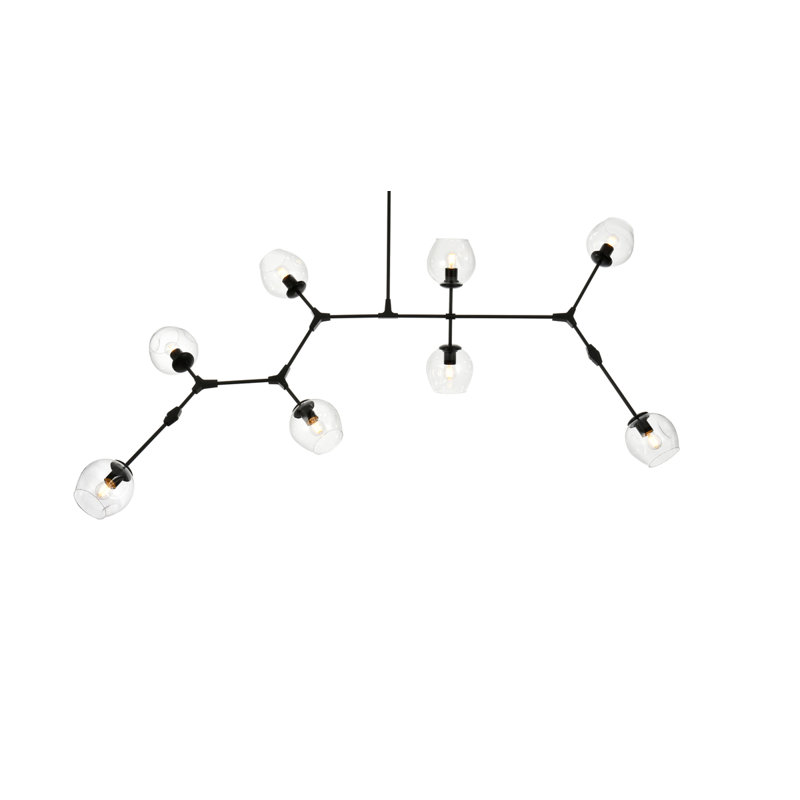 Lustre linéaire spoutnik moderne à 8 lumières Jarno, Noir