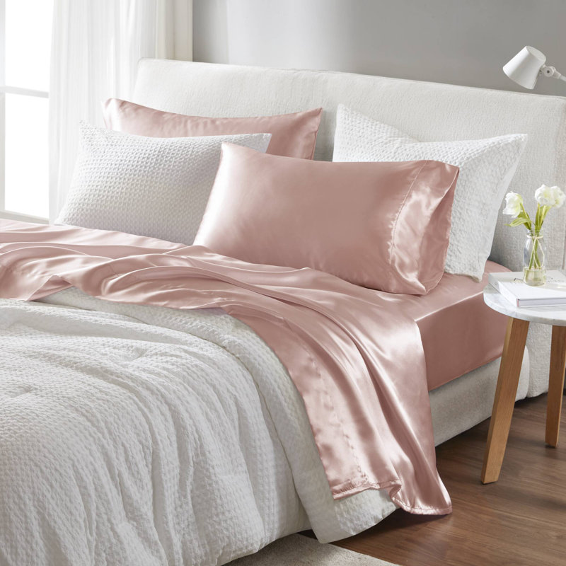 Taies d'oreiller en satin de luxe 2 pièces, Taie d’oreiller standard, Rougir