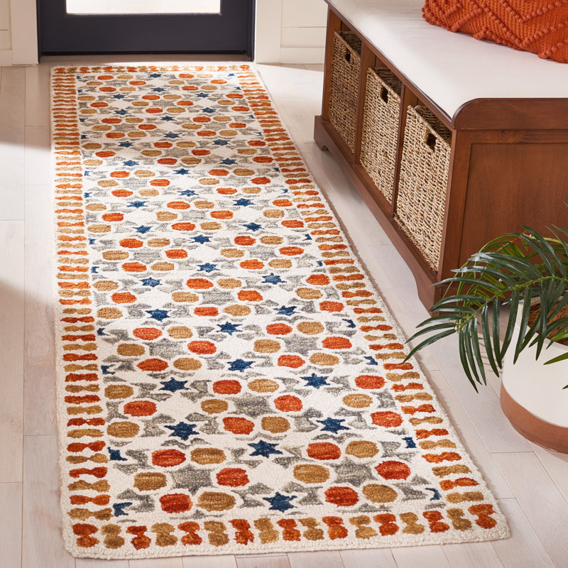 Tapis en laine / coton touffeté à la main Vahakn en ivoire / gris, Tapis de couloir 2 pi 3 po x 9 pi