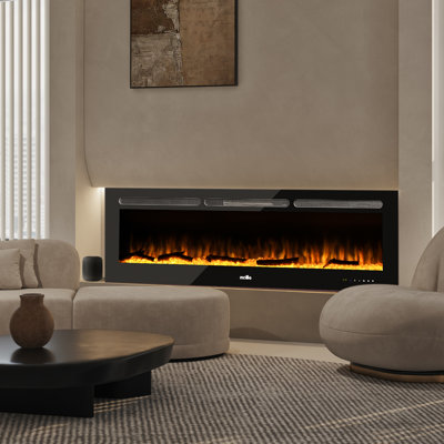 Electric Fireplace In-Wall Recessed and Wall Mounted, Fireplace Heater with 8 Color Flame and Remote