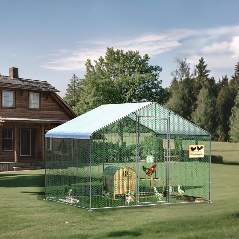 Large Metal Chicken Coop(10' W x 6.6' L x 6.5' H)