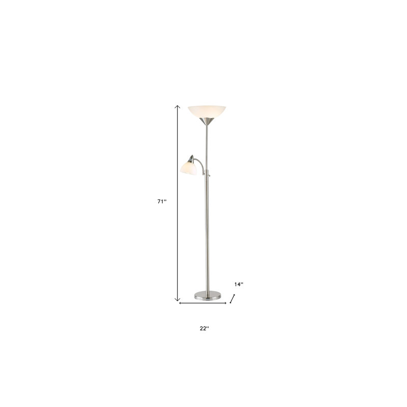 Lampe torchère sur pied 71 po avec abat-jour en acrylique blanc Blasdell, Blanc