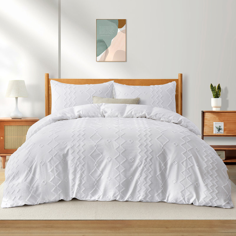 Ensemble de housse de couette en microfibre , Blanc, Simple