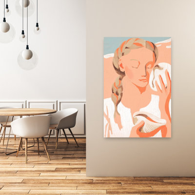 Serene Shell Listener Peaceful Serene Abstract Beach Nature Wall Art Print 1 Piece Wrapped Canvas Wall Art