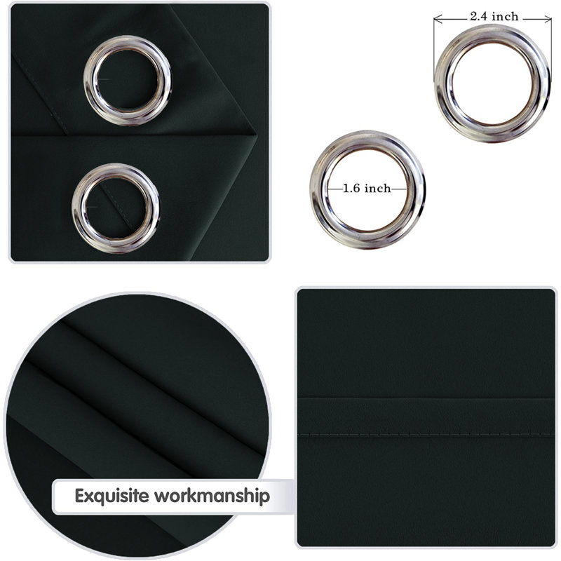 100 % Polyester Blackout Eyelet Synthetic Room Darkening Thermal Curtain, Black, 117cm Width x 137cm Drop