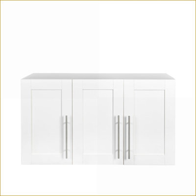 Armoires, rangement mural empilable avec tablettes mobiles, P 15,75 po x l 35,43 po x H 19,69 po | Blanc cassé | Minimaliste