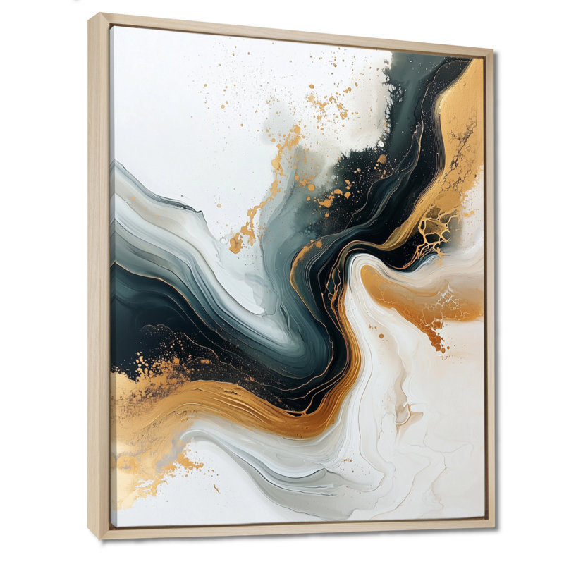 Nymir, mélodie silencieuse de Golden Hard Edge Ink III - art abstrait sur toile, H 44 po x l 34 po, Crème, crème