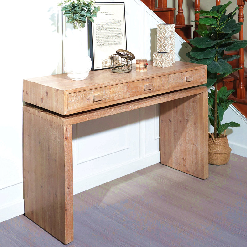 Console rustique en bois avec 3 tiroirs, table d'entrée 47 po avec tiroirs, console en bois