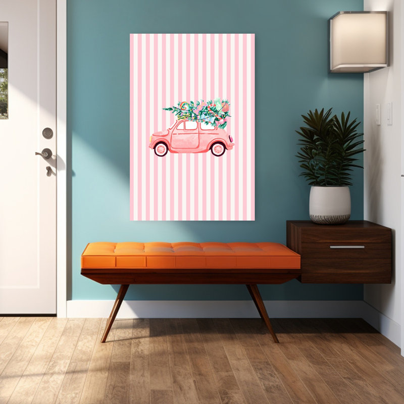 «Sweet Holiday Ride», impression d'art rétro de paysage d'hiver de Noël fantaisiste rétro, H 48 po x l 32 po
