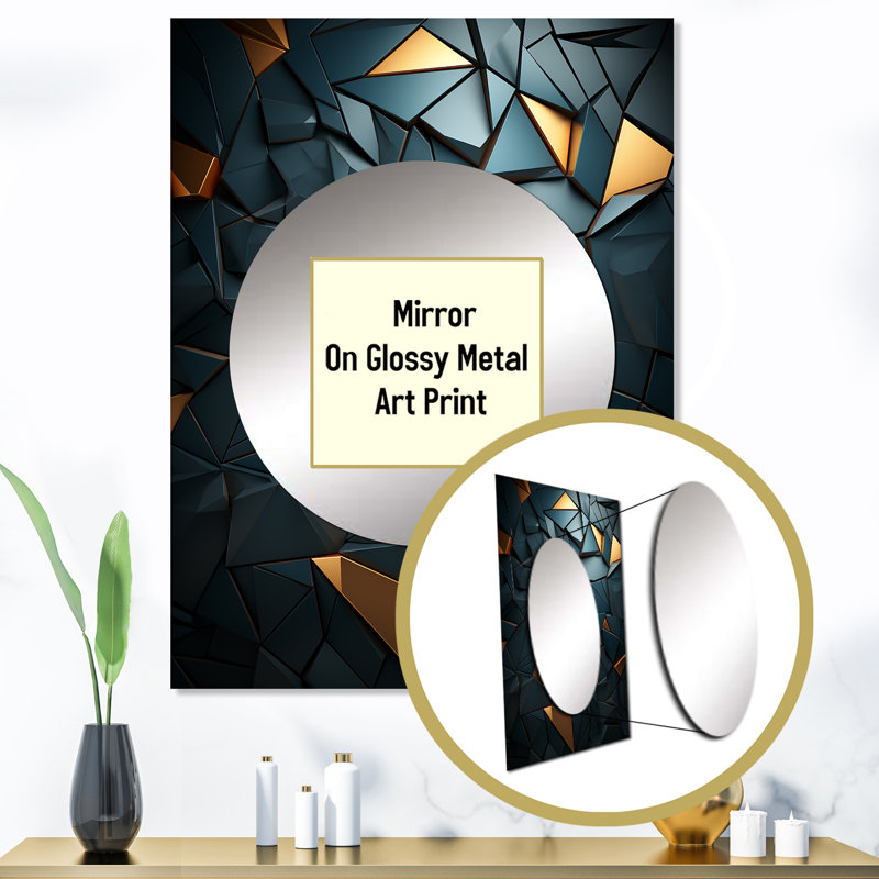Élégance géométrique foncée dorée et noire - miroir mural à carreaux abstraits MTMIR137396, 40 po x 30 po