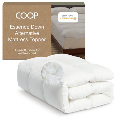 Coop Home Goods Essence Down Alternative Mattress Topper Twin, Plush Baffle Box with 2-Inch Gusset Design