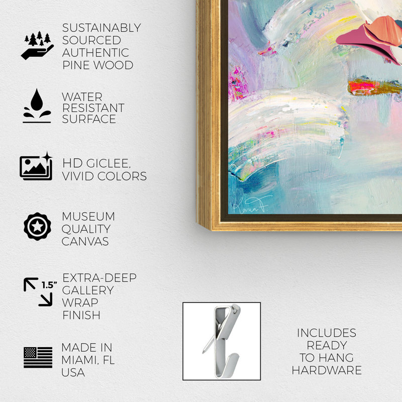 Sunny Chicago - peinture sur toile, Toile avec cadre or, H 24 po x l 16 po