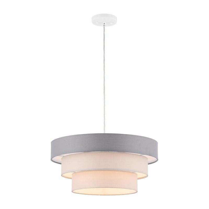 Luminaire suspendu extensible 20 po Chala, Gris / blanc