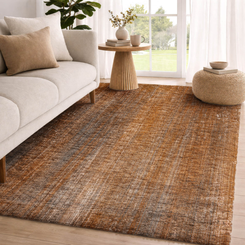 Premium Machine Washable Dream Shag ADS552 Striped Rug, 3' x 5', Paprika
