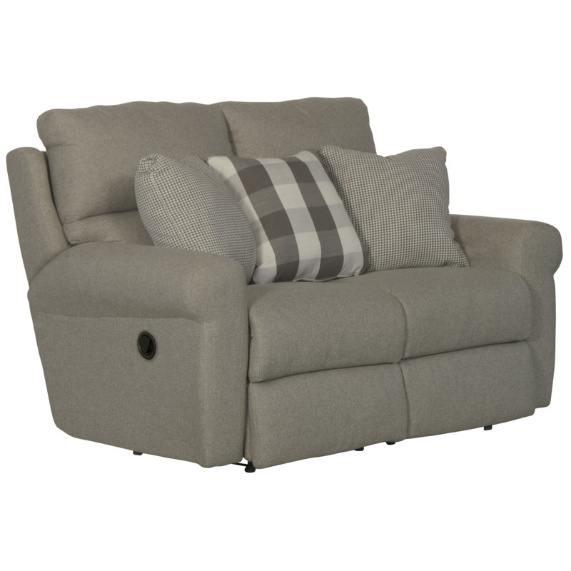 Aneeta Lay Flat Reclining Loveseat, Gray, Manual
