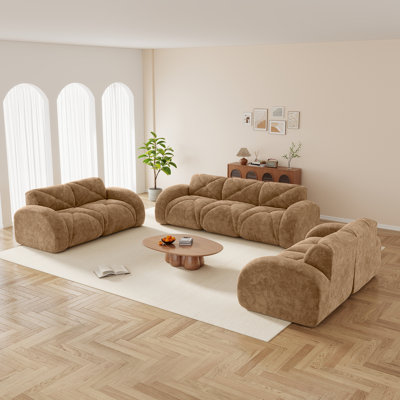 Luxurious Modern Velvet Sofas Set, Oversized Comfortable Seating For Living Room